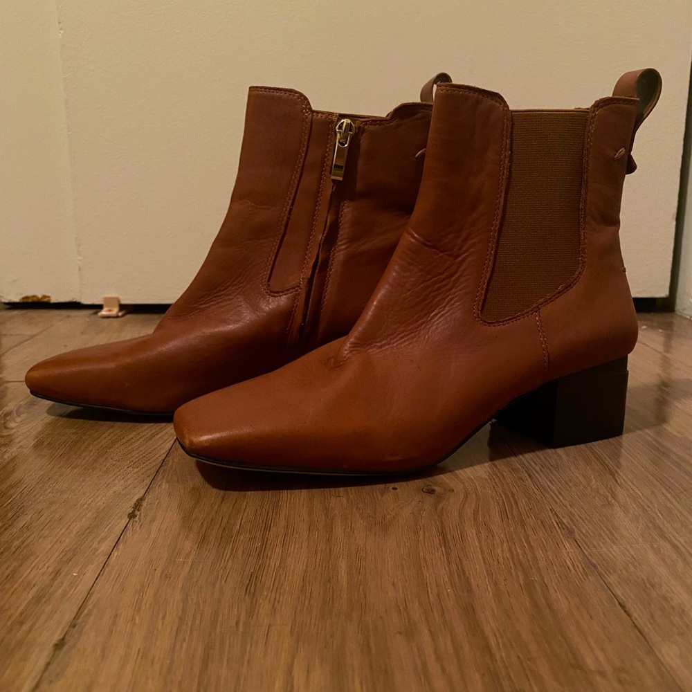 Franco Sarto Square toe leather booties